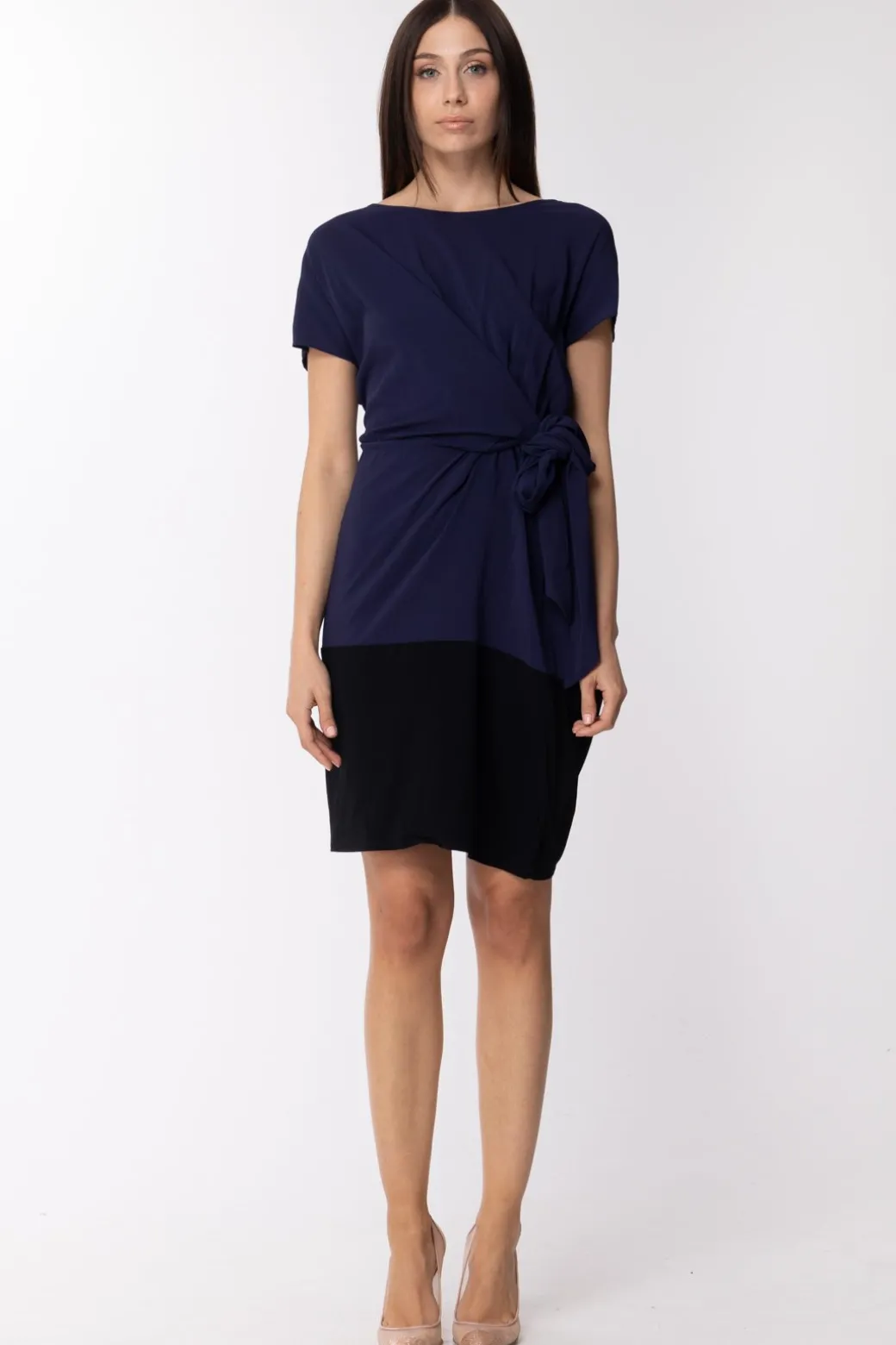 Jucca Abito Bicolor con Nodo LateraleBLU/NERO