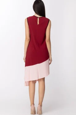 Jucca Abito Smanicato Asimmetrico con Colori a ContrastoMELOGRANO