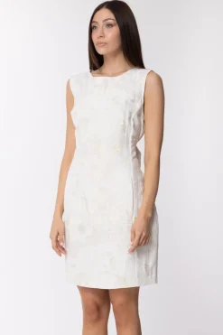 Jucca Jucca: Abito Elegante In Jacquard Oro con Fiocco In VitaBIANCO / ORO