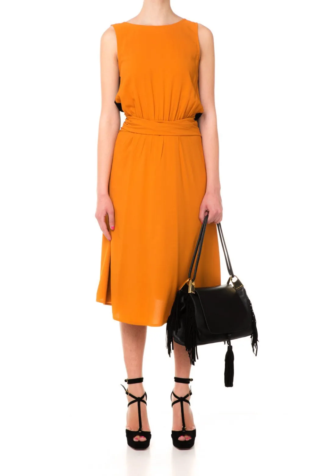 Jucca Jucca: Abito Smanicato Bicolore con Arricio In VitaNERO/TERRA