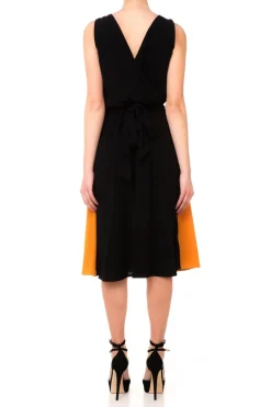 Jucca Jucca: Abito Smanicato Bicolore con Arricio In VitaNERO/TERRA