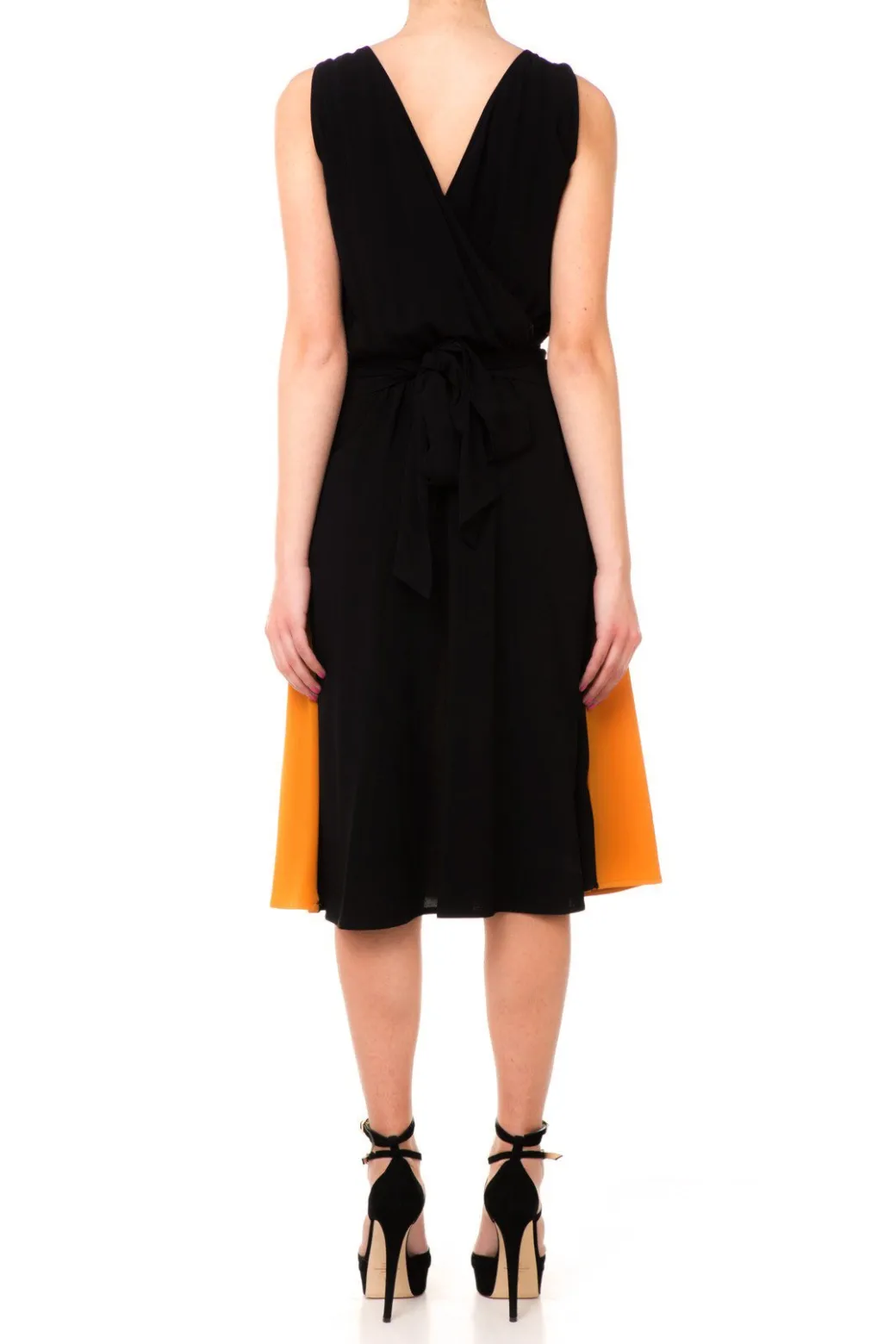 Jucca Jucca: Abito Smanicato Bicolore con Arricio In VitaNERO/TERRA