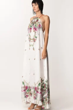 Just Cavalli Abito Lungo con Stampa FioriWHITE VARIANT
