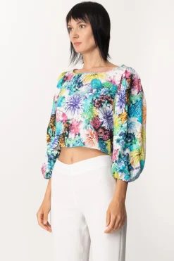 Just Cavalli Blusa Crop FlorealeMULTICOLOR VARIANT