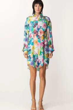 Just Cavalli Camicia Oversize Stampa FlorealeaMULTICOLOR VARIANT