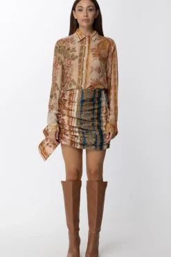 Just Cavalli Gonna Corta Arricciata con Maxi RoucheNATURAL