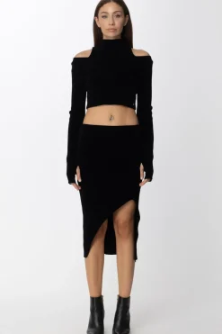 Just Cavalli Gonna Longuette Asimmetrica In MagliaBLACK