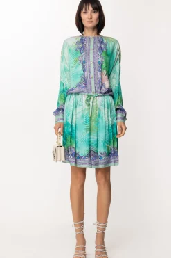 Just Cavalli Gonna Plissettata con StampaNEPTUNE GREEN