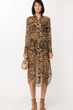 Just Cavalli Maxi Camicia con Stampa AnimalierCURRY