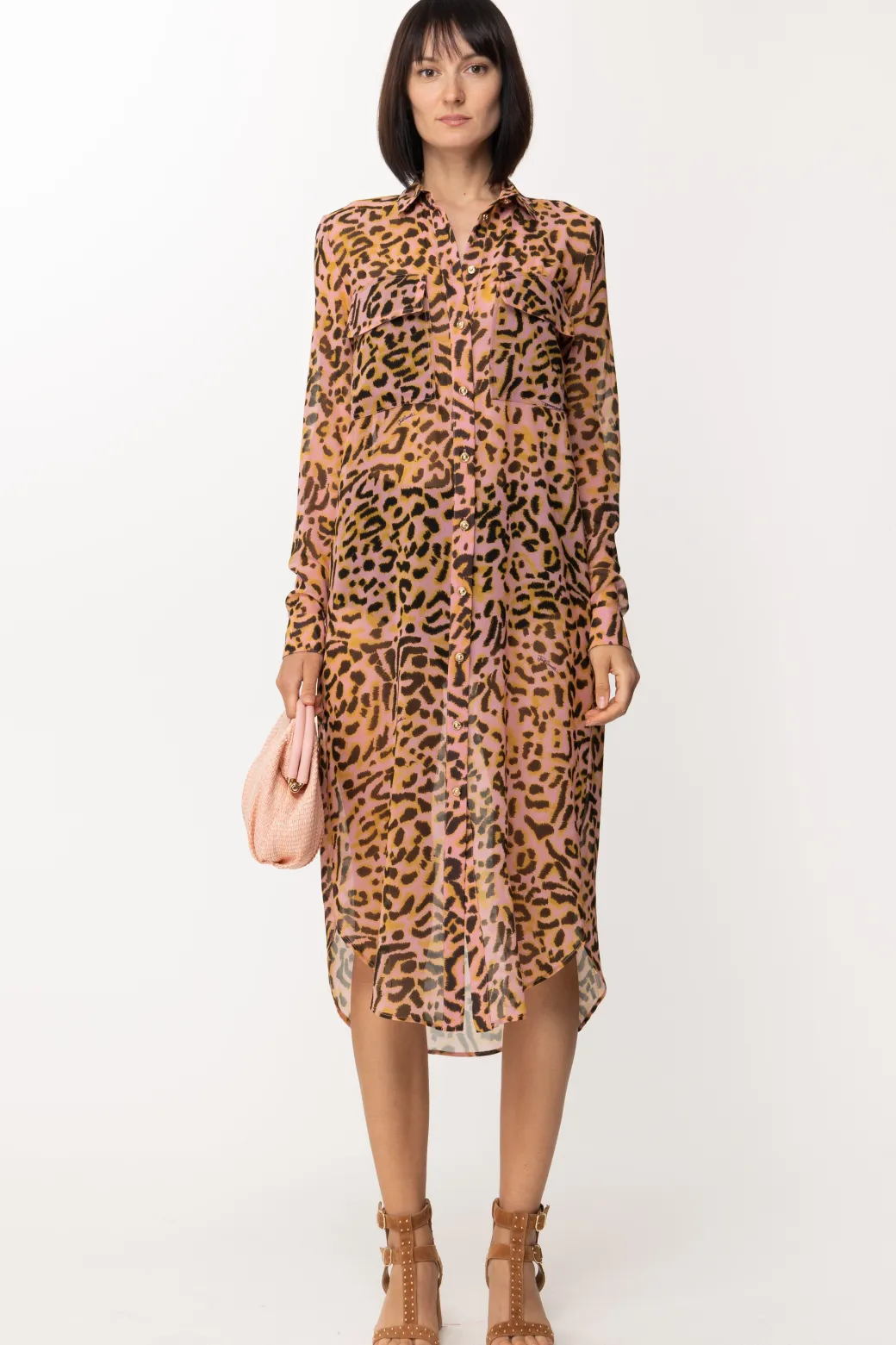 Just Cavalli Maxi Camicia con Stampa AnimalierROSE