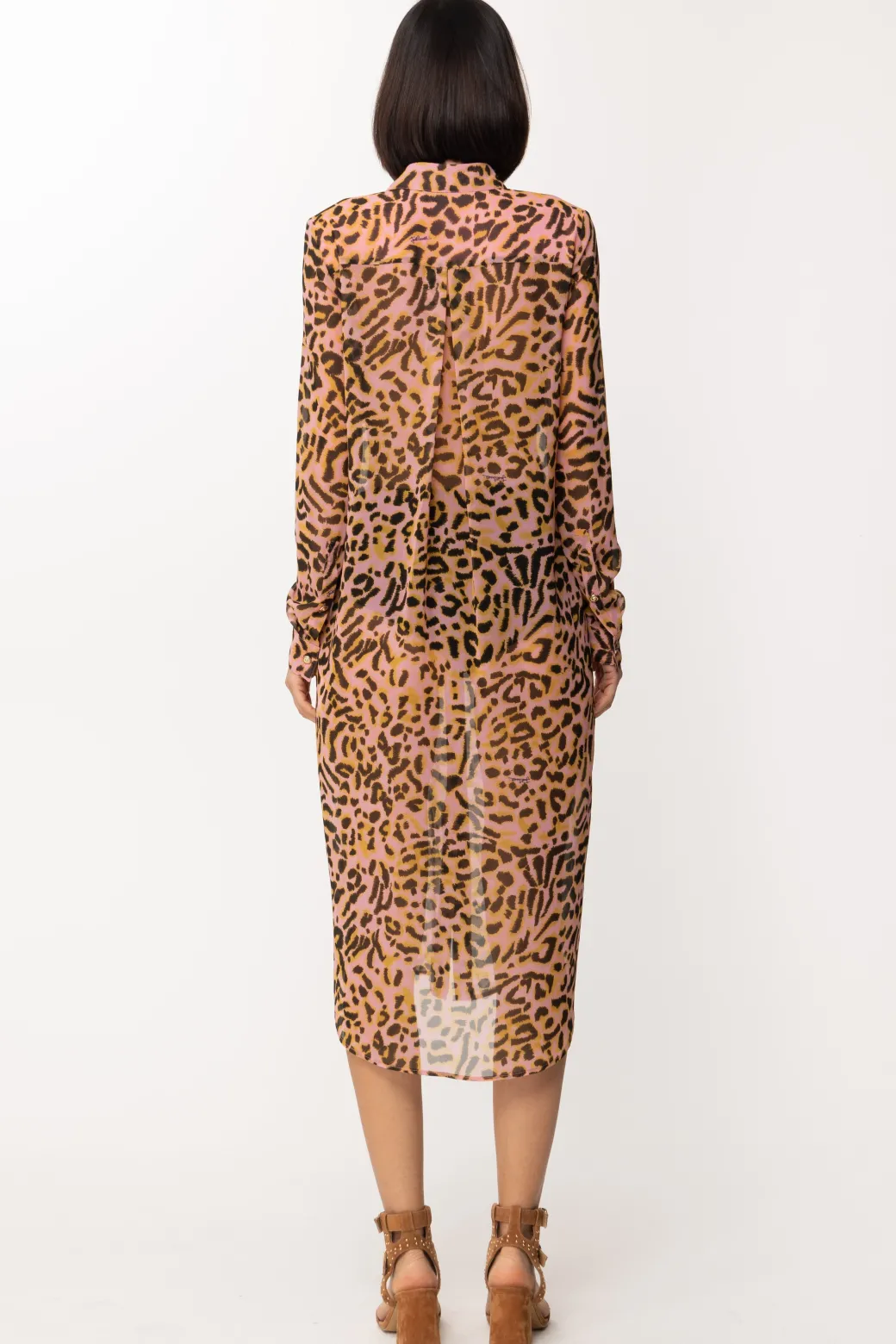 Just Cavalli Maxi Camicia con Stampa AnimalierROSE