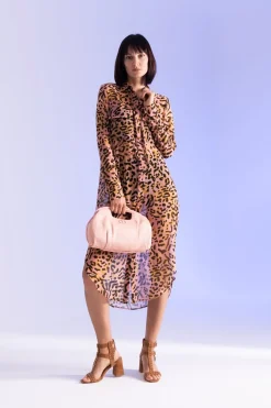 Just Cavalli Maxi Camicia con Stampa AnimalierROSE