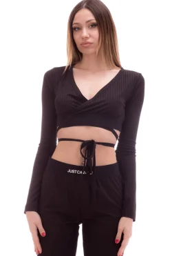 Just Cavalli Top a Costine con LacciBLACK