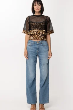 Just Cavalli Top In Rete con Stampa AnimalierCURRY