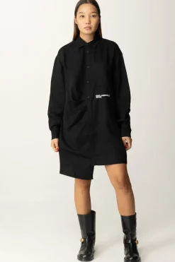 Karl Lagerfeld Abito Camicia In Jeans AsimmetricoBLACK