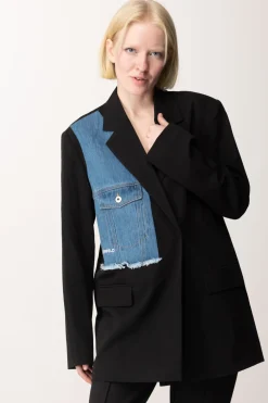 Karl Lagerfeld Blazer con Inserto In JeansBLACK / WASHED BLUE