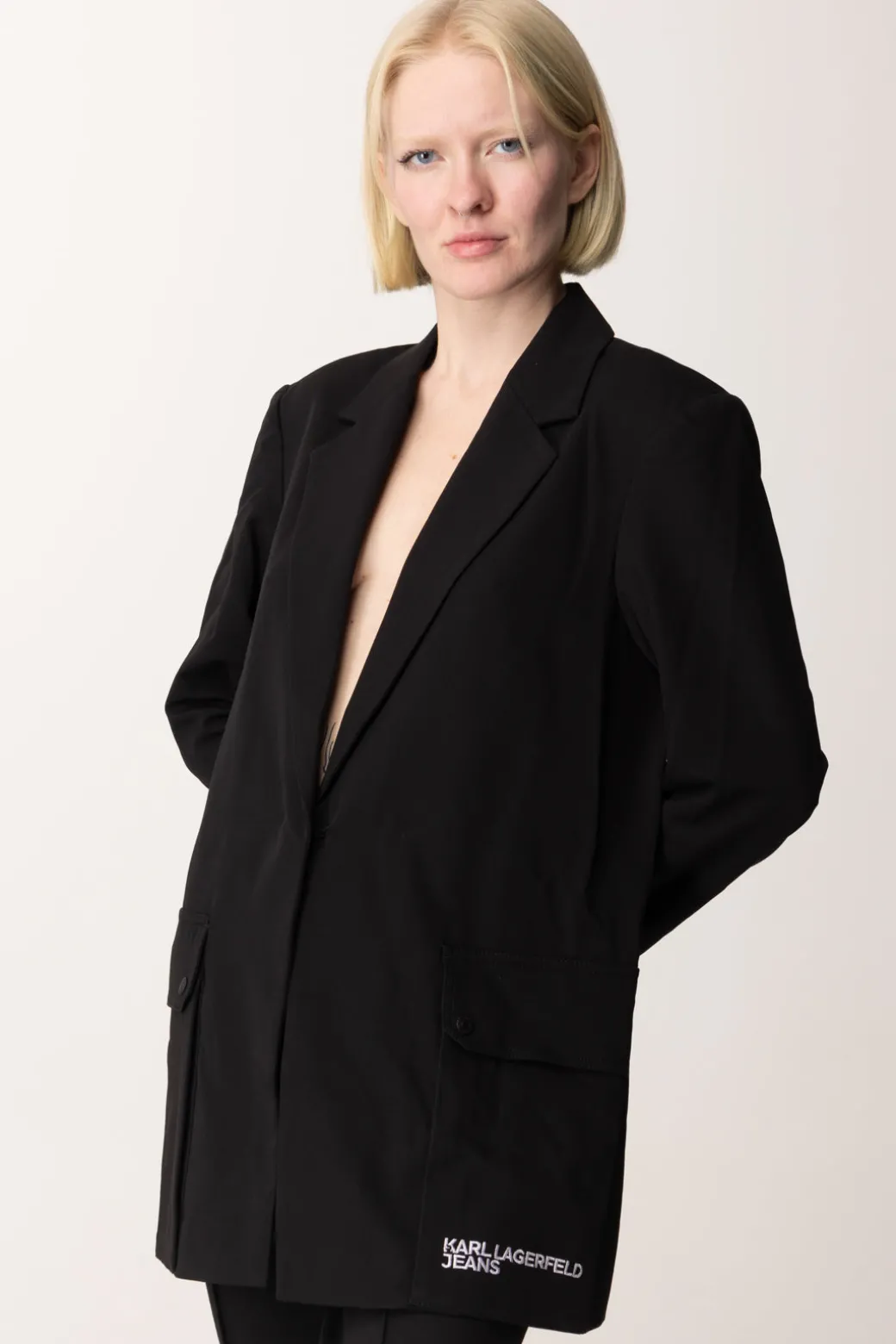 Karl Lagerfeld Blazer Minimalista Oversize con LogoBLACK