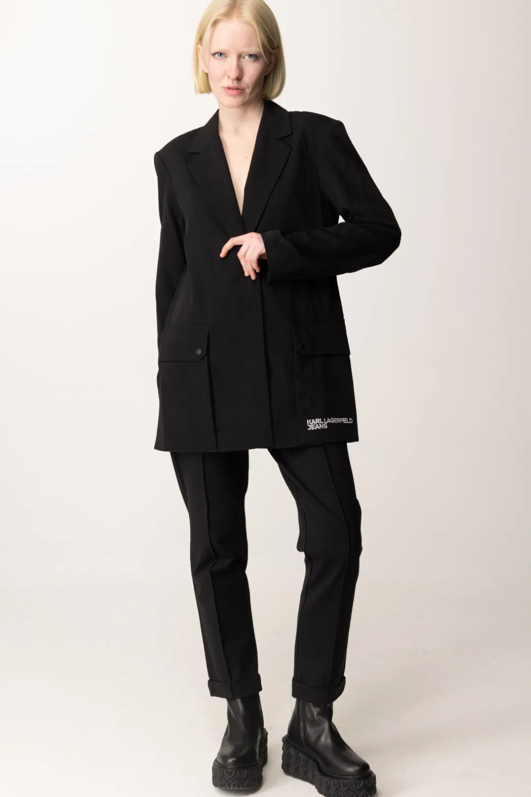 Karl Lagerfeld Blazer Minimalista Oversize con LogoBLACK
