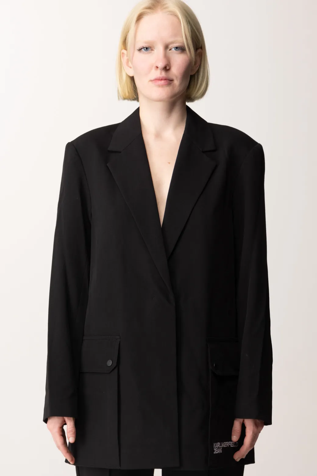 Karl Lagerfeld Blazer Minimalista Oversize con LogoBLACK