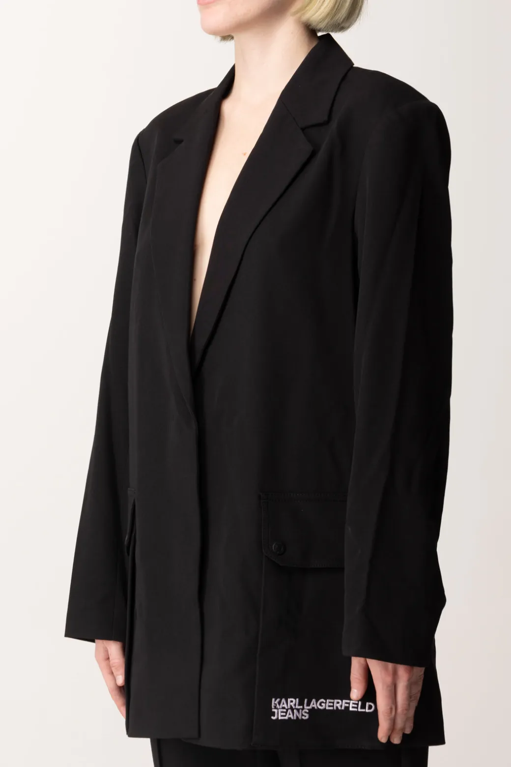 Karl Lagerfeld Blazer Minimalista Oversize con LogoBLACK