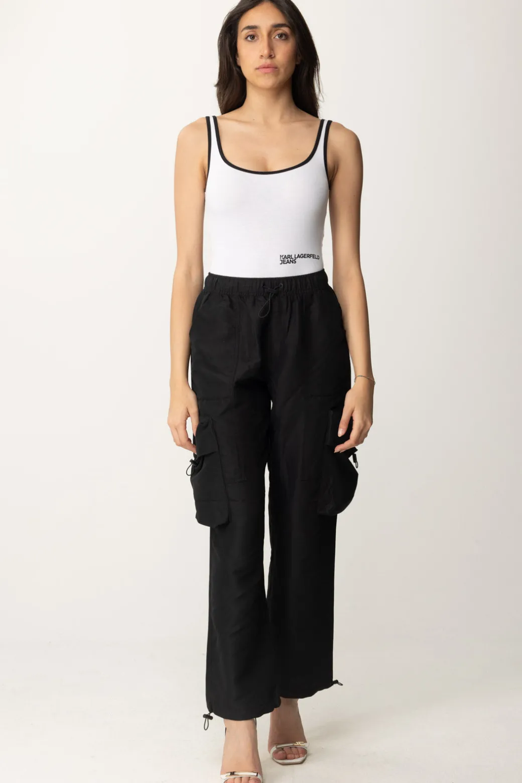 Karl Lagerfeld Body con Profili a ContrastoWHITE/BLACK