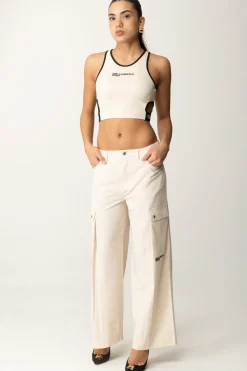 Karl Lagerfeld Crop Top con Cut-out e LogoWHITECAP GRAY