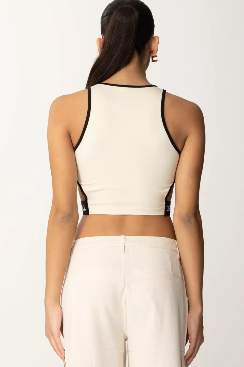 Karl Lagerfeld Crop Top con Cut-out e LogoWHITECAP GRAY