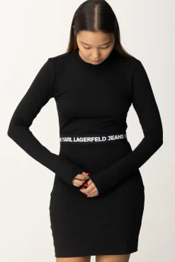 Karl Lagerfeld Mini Abito a Maglietta a Maniche LungheBLACK