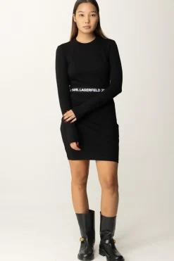 Karl Lagerfeld Mini Abito a Maglietta a Maniche LungheBLACK