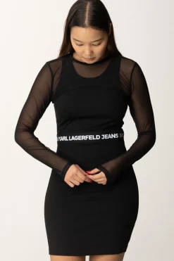 Karl Lagerfeld Mini Abito Transformer con Maniche StaccabiliBLACK
