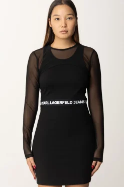 Karl Lagerfeld Mini Abito Transformer con Maniche StaccabiliBLACK