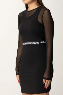 Karl Lagerfeld Mini Abito Transformer con Maniche StaccabiliBLACK