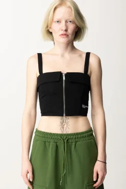 Karl Lagerfeld Top con Zip Frontale e LogoBLACK DENIM