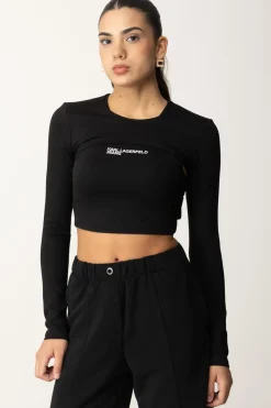 Karl Lagerfeld Top Crop Double con LogoBLACK