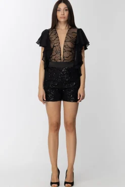 Les Bourdelles Des Garcons Tuta Corta con Ricami e VolantNERO