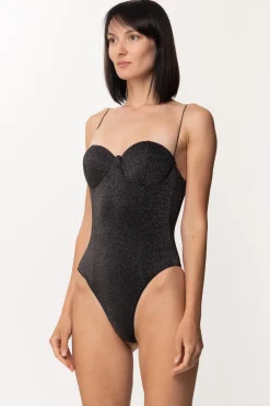 Mali Beachwear Costume Intero In LurexANTRACITE
