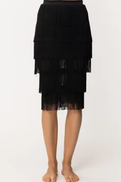 Mali Beachwear Gonna Midi con FrangeNERO