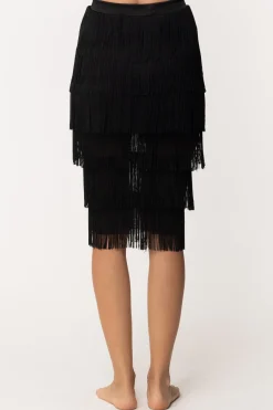 Mali Beachwear Gonna Midi con FrangeNERO