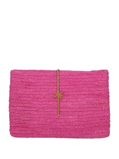 Manebi Pochette In Raffia Lavorata a ManoFUCSIA