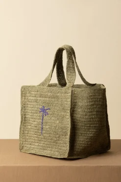 Manebi Squared Tote BagGREEN W LAV PALM