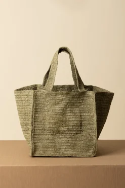 Manebi Squared Tote BagGREEN W LAV PALM