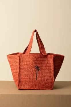 Manebi Squared Tote BagRUST W BROWN PALM