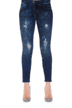 Mangano Jeans a Vita Alta Stampa FlorealeDENIM