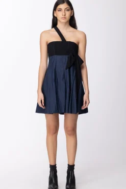 Mangano Mangano : Abito Evergreen Bicolore Maxi FioccoDENIM