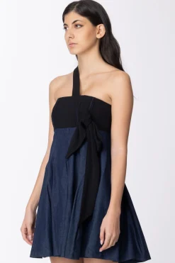 Mangano Mangano : Abito Evergreen Bicolore Maxi FioccoDENIM