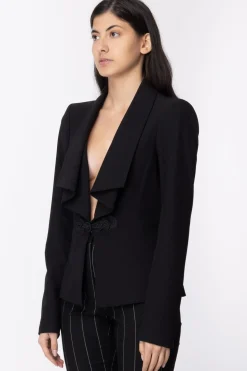 Mangano Mangano: Giacca con Collo a Scialle Scollo a VNERO