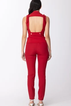 Mangano Mangano: Gilet Doppiopetto Schiena Nuda Dettagli Rouches Sulle SpalleBLOODY RED