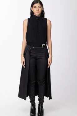 Mangano Mangano: Gonna Pantalone Chiusura con Bottoni DoratiNERO