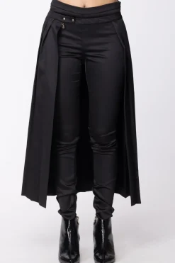 Mangano Mangano: Gonna Pantalone Chiusura con Bottoni DoratiNERO