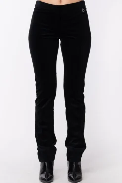 Mangano Mangano: Pantalone Slim In Velluto Gamba Dritta Vita RegularNERO